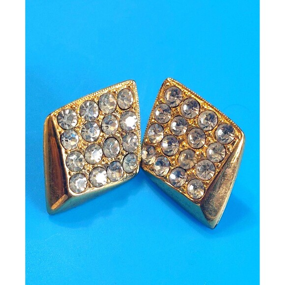 Signed rhinestone earrings marked SC - Picture 1 of 5